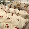 Ins Pink Flowers Bianchetto da letto piatto Foglio per letti copripiumino Twin Full Queen Nordic Linen Boy Girl Sets Cherry 240131