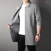 Maglioni da uomo Cardigan lavorato a maglia tinta unita di alta qualità Giacca a vento Business Fashion Classico coreano 2024 Cappotto lungo casual