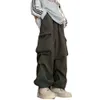 Military Green Work Autumn and Winter Trendy Brand Loose Corduroy Pants, Men's American Wide Straight Leg Casual Pants