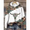 Vrouwen Hoodies Vintage Hoodie Sweatshirt Vrouwen Lange Mouw Top Herfst Losse O Hals Mode Trui Koe Gedrukt Vrouw Capuchon kleding