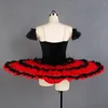 Stage Wear Tutu di balletto professionale per ragazze Ballerina Costume da ballo Gonna pancake a 3 livelli con decorazione in pizzo nero e oro 2 colori