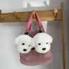 Femmes réel fourrure porte-clés mignon laine petit chien blanc jouet doux Pom porte-clés sac porte-clés voiture métal bibelot cadeau pendentif 240227