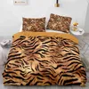 Sängkläder sätter Tiger Stripes Print Däcke Cover Leopard Sängkläder Set Yellow Animal Stripes Queen/King/Full/Twin Storlek 2/3st Polyester Quilt Cover Cover