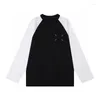 Women's T Shirts MMsix Men' T-shirt Sleeves Color Contrast Women Shirt Winter Crew Neck Long Sleeve Pullover Korean Fashion Brand Base