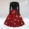 Casual Dresses Christmas Classic For Women Long Sleeve O Neck Dress With Belt Swing Cocktail Party Halloween Girl