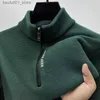 Erkek Hoodies Sweatshirts Moda Erkekler Sıcak Te Sweatwear Düz Renk Tıknaz Yarım Fermuar Kaldırıcı Kazak Lüks Erkek Giyim Yelttaşlı Kazak Q240217