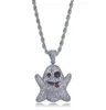 Wholehip Hop Iced Out Cubic Zircon Naughty Ghost Pendant Necklace Copper Gold Silver Rose Gold Color Men Men Jewelry9850625