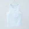 LL yogajurk dames sport korte tanktop hoge elastische gebreide rib bovenkleding zomer nylon comfortabele riem borstkussen