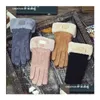 Перчатки с пятью пальцами Высококачественные перчатки для мужчин Дизайнерские женские кожаные зимние уличные теплые перчатки с пятью пальцами Искусственные мотоциклетные мужские Drop D Dhxgc
