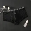 Sous-vêtements hommes glace soie boxeurs transparents mince taille basse maille culotte intime été sexy respirant lingerie érotique pour sexe gay