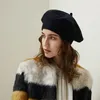 Beret Women Autumn and Winter Hat Fashion Pattern Striped Warm Rabbit Hair Knitting Versatile Black white red Beanie Cap 240118