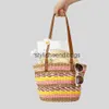 Shoulder Bags Casual Striped Straw Women Designer Paper Woven Handbags Summer Beach Bucket Bag Small Tote Bali Shopper PursesH24217