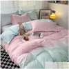 Sängkläder sätter koreansk stil Set Fourpiece Gradient Color Sheet Pillowcase Däcke er Twin Fl Queen King Super Size 231118 Drop Delivery Othyi