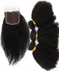 7A Human Hair Weave Brazilian Afro Kinky Curly With Closure Middle Three Part Lace Closure With Bundles 1114810