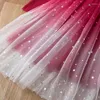 Kız Elbiseler Kızlar Kırmızı Noel Prenses Elbise Sequins Star Ruffles kol tül Tutu Çocuk Yıl Doğum Günü Partisi Zarif
