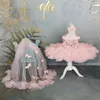 Girl Dresses 2024 Detachable Train Flower Dress Sleeveless Puffy Pink Baby Bow Cute First Communion Birthday Princess Costume