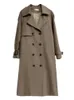 Koreaanse Mode Lange Jassen Vrouw Winter Effen Kleur Revers Dubbele Rij Knop Windjack Dames Trenchcoat Overjas Vrouwelijke 240202