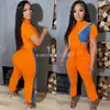 2024 Designer Summer Outfit Femmes Survêtements Deux pièces Ensembles T-shirt à manches courtes et pantalons amples Sportswear Casual Patchwork Sweatsuits Vêtements en gros