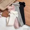Kindersokken Peutermeisje Kniekousen Leuke geribbelde gebreide kousen met fluwelen strik voor baby's