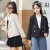Куртки Осенний короткий пиджак для девочек, белое, черное модное двубортное пальто для детей от 4 до 15 лет, Veste Pour Enfant Casaco Infantil Menina