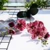 Dekorativa blommor Luxury Latex Orchid med blad Artificial Flower White Butterfly Orchids Fake For Home Wedding Decoration Flores