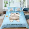 Conjuntos de cama 3D Cat King Queen Capa de edredão Dormir Laranja Kitty Conjunto de cama para crianças Adolescentes Adultos Animal de estimação 2/3pcs Capa de edredão de poliéster