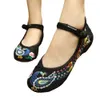 Eingetroffene Damenschuhe im chinesischen alten Peking-Stil mit Phoenix-Blume bestickt, flache Schuhe 240202