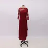 Vestido de dama de honra vintage para mulheres longo renda sheer em torno do pescoço meados de manga vestidos de mujer roupas femininas vestidos de festa de aniversário 240131