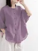 Chemisiers d'été en coton et manches lanternes pour femmes, chemise Fat MM, Slim, couleur unie, haut en lin fin, 2024