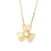 24SS Designer Van Clef Bracelet Vcas Fanjia Lucky Clover Collier Femme Plaqué Or Épais 18 Carats Or Rose Mini Grands Pétales Chaîne De Clavicule Minimaliste i