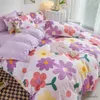 Ensembles de literie Fleur violette Double face couette ensemble de literie reine complète Double taille unique linge de lit dessin animé tigre housse de couette drap plat