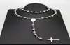 Amumiu 8mm Classic Silver Rosary Beads Chain Religious Katolsk rostfritt stålhalsband Kvinnors mäns grossist HZN0804388818