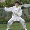 Ubranie etniczne 2024 Chińskie vintage sztuki walki mundur tai chi haft narodowy kwiat wushu Ćwiczenie kungfu górne spodnie