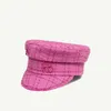 Multifunction Tweed Baker Boy Cap Women Fashion Pink Plaid Letter sboy Caps for Four Season 240202