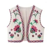 Gilets pour femmes Gilet en velours à paillettes brodées hauts pour femme Vintage sans manches col rond Cardigans courts 2024 mode féminine gilets de transport