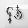 Stud Earrings Punk Stainless Steel Eardrop Earring Trendy Dangle Black Moon Pendant Ear Jewelry Accessories