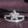 ins ins farkling wedding rings Jewelry Luxury 925 Sterling Silver Party Five Star 5A Zircon Zircon CZ Diamond الأحجار الكريمة الأبدية