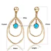 Dangle & Chandelier New Fashion Gold Color Double Hollow Big Waterdrop Dangle Earrings For Women Girl Small Round Crystal D Dhgarden Dhz4K