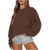 Sweats à capuche pour femmes Femme Sweatshirts 2024 Doux Coréen O-Cou Pulls Tricotés Épais Automne Hiver Couleur Bonbon Lâche Solide Vêtements Pour Femmes