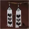 Dangle Chandelier Dangle Boucles d'oreilles Frange Main Tricot Bohême Perles Amour Mti-Storey Mode Nation Alliage Géométrie Maam Perle de Riz Dhy5R