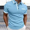 Men's Polos Men Summer Top Pullover Breathable Slim Fit Shirt With Contrast Color Patch Pocket Turn-down For Casual