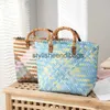 Totes Vintage Bamboom Handle Rattan Women Handbags Wicker Woven Basket Bag Handmade Summer Beach Straw Casual Small Tote PursesH24217