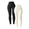 Kvinnors byxor 2024 Kvinnor Yoga Leggings Ribbed Mönster Hög midja Långt sömlös träning Sport Casual Solid Color Slim Fit Trousers