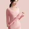 Women's Sleepwear Woman Maternity Cotton Nursing Breastfeeding Top Adjustable Pregnant Pants Thermal Second Skin