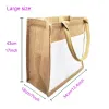 vendita all'ingrosso Sublimazione Borse tote in iuta vuote Shopping bag per borse fai-da-te grezze con tasca frontale ZZ