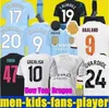 23 24 HAALAND FUSSBALLJERSEYS GREALISH STERLING MANS CITIES MAHREZ Fans Spielerversion DE BRUYNE FODEN 2023 2024 Fußballoberteile Hemd Kinderausrüstung Sets Uniform