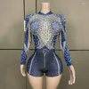 Stage Wear Full Diamond Sexy Bodysuit Nightclub Bar Dj Performance Show Costumes Women Gogo Dancers Party Dress Rave Clothes DN17040