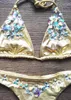 Kadın Mayo Rhinestone Bikinis Kadınlar 2019 Seksi Kristal Mayo Kadın Mayo Altın Yüksek Kesik Bandaj Kadın Banyaları Biquinis J240202