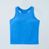 LL yogajurk dames sport korte tanktop hoge elastische gebreide rib bovenkleding zomer nylon comfortabele riem borstkussen