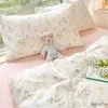 Ensembles de literie Ins fleurs roses ensemble de literie drap plat housse de couette double pleine reine nordique linge de lit garçons filles dessin animé Floral ensembles de literie